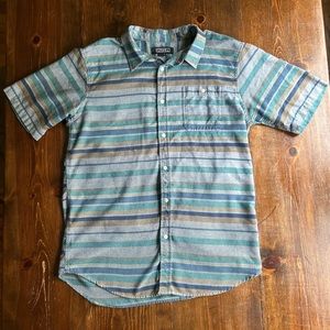 Ezekiel Mens Short Sleeve Collared Button Down Large Striped Casual Weekend Date